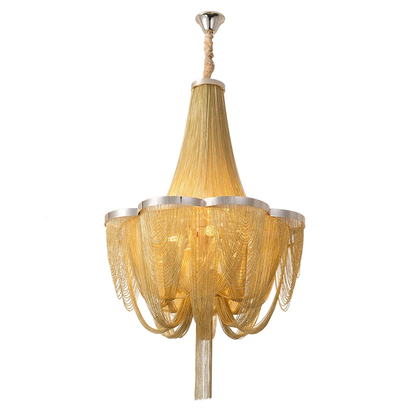 Ebay popular indoor pendant lighting gold aluminium chain chandelier