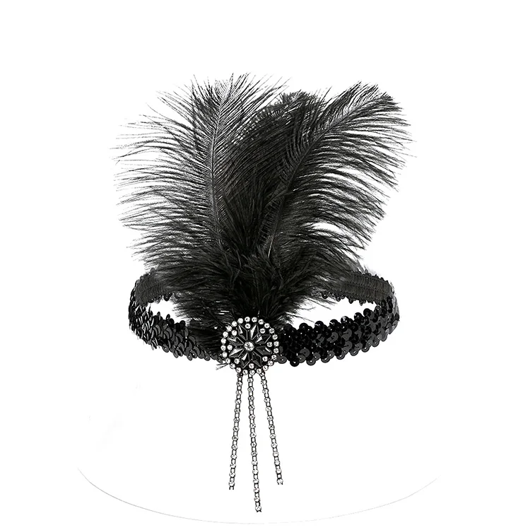 Black & White Roaring 20's Feather Tiara Sold Individually Style is Random 