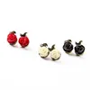 ed003 Fashion Black Red Plastic Rose Flower Earrings, Small Stud Cheap Earrings Wholesale
