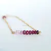 Bulk Natural Red Gemstone Jewelry Girls 18K Gold Plated July Birthstone Genuine Ruby Ombre Delicate Chain Bracelet