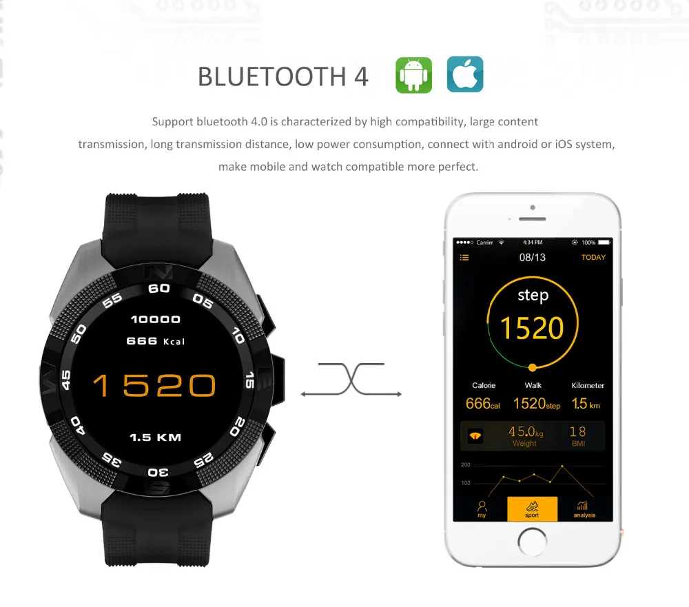 2018 CE ROHS sports smart wristband app fitness tracker bluetooth 4.0