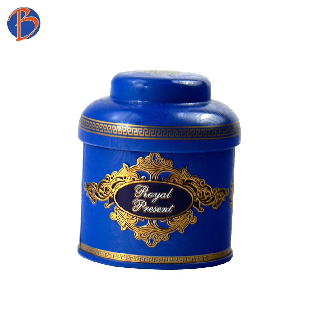 Bodenda food grade high quality round shape plain  tea tin box small size vintage tin box