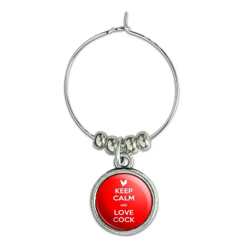 I Love Dick Heart Wine Glass Charm Drink Marker