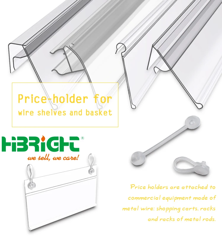 Supermarket Glass Shelving Plastic Price Holders Tag Holders Label