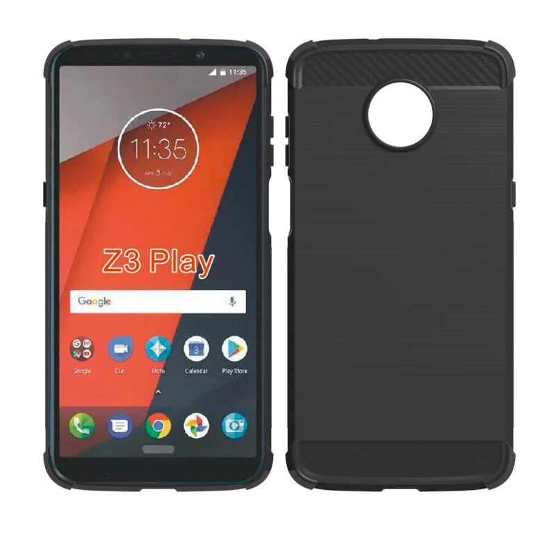 newstyle Carbon Fiber Cover soft Tpu Brushed case For Motorola moto Z3 Play