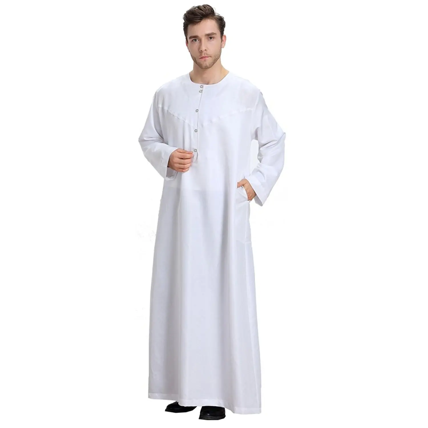 Zhuhaitf Muslim//Arab//Middle Eastern//Islamic Mens Short Sleeve Solid Color Robes
