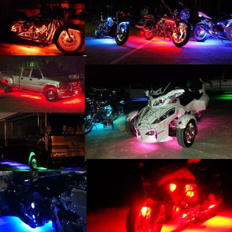 GREEN Undercar Underbody Glow 4 Piece Car LED interior Neon Light Kit