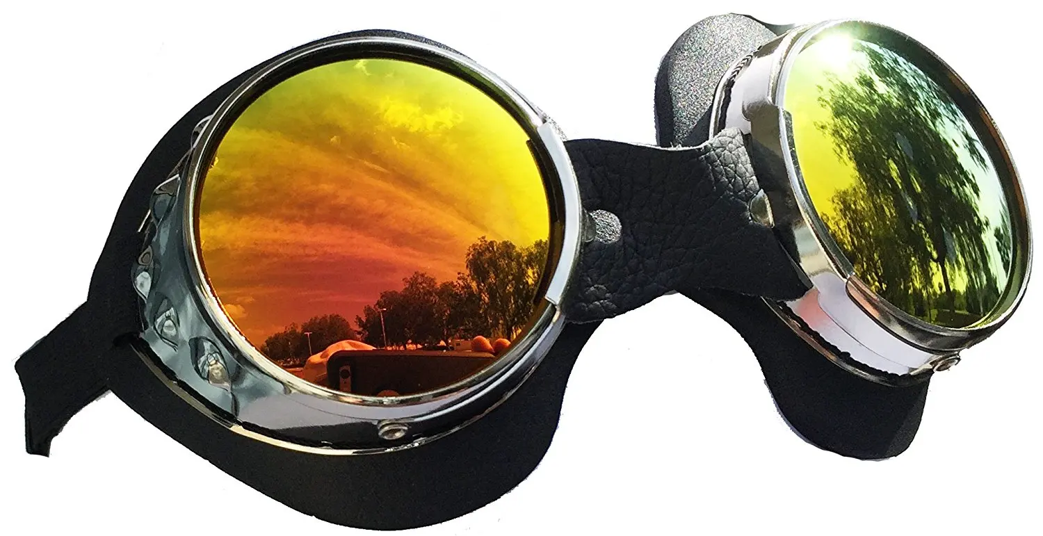 Vintage Aviator Pilot Style Goggles Biker Motocross Vented Goggles UV400