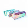 Transparent holographic zipper pouch waterproof school supplier stationery bag