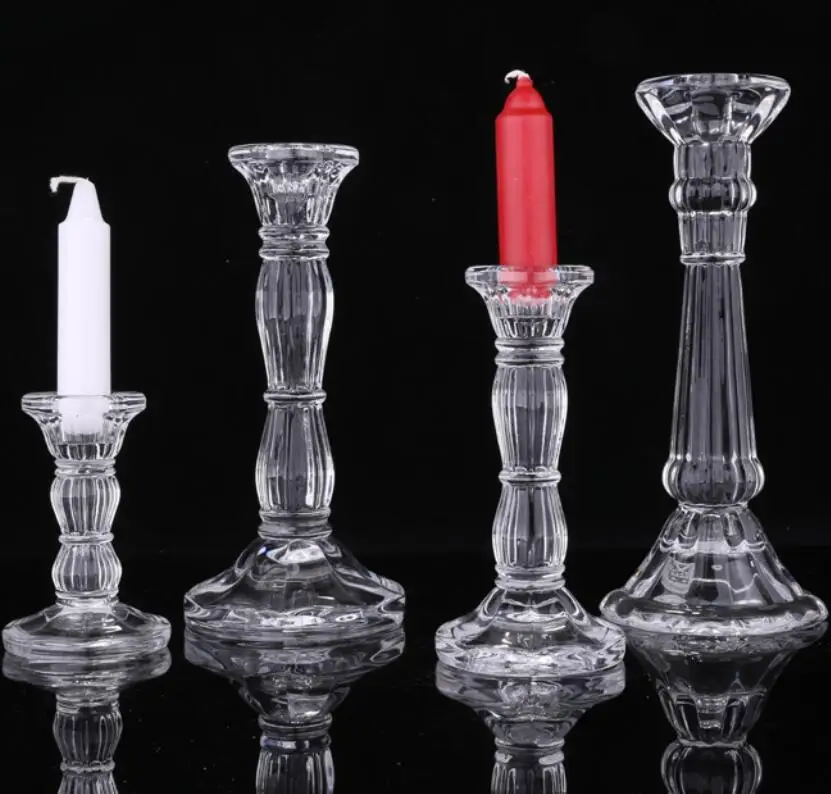 Hand Made Clear Glass Candle Sticks For Taper Candle Buy Clear Glass