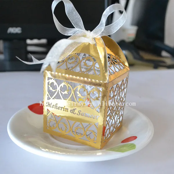  Personalized  Gold silver Wedding Party  Favors  Gift Box 