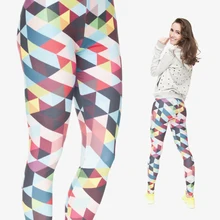2015 Women New Arrival Color Triangles Pixels 3D Digital Printing Fashion Sexy Leggings Plus High Elastic