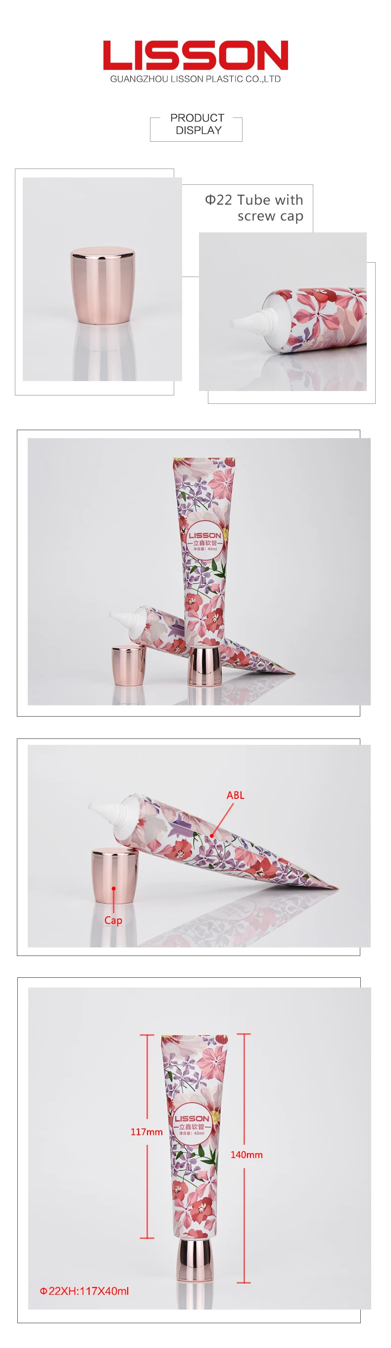 Luxury Flower design skincare hand cream  Plastic Tube Packaging With Long Nozzle Head
