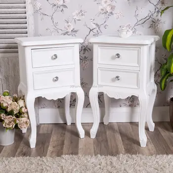 Pair Of White Bedside Tables Shabby Vintage Chic Ornate Modern Nightstands Buy Modern Nightstands Product On Alibaba Com