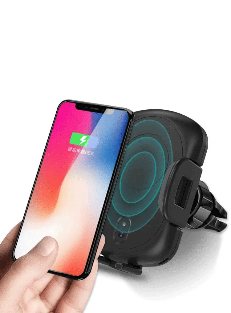 Fast Wireless Car Charger 10W Automatic Infrared Induction Air Vent Car Phone Holder for iPhone Samsung Fast charging