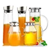 Glass carafe water pitcher glass water jug with BPA free silicone lid