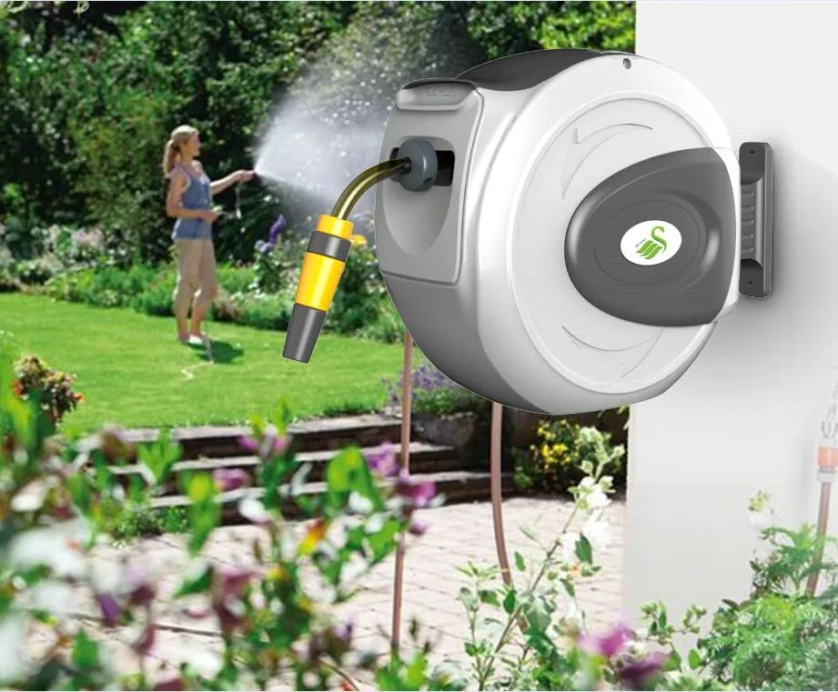 Watering Equipment 20M Retractable Water Hose Pipe Reel Wall Mount Garden Auto Rewind Watering