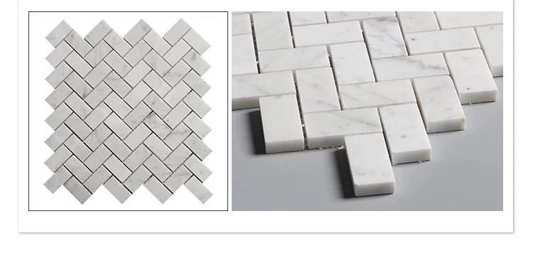 China Factory Carrara Marble Mosaic Bathroom Herringbone Marble Mosaic