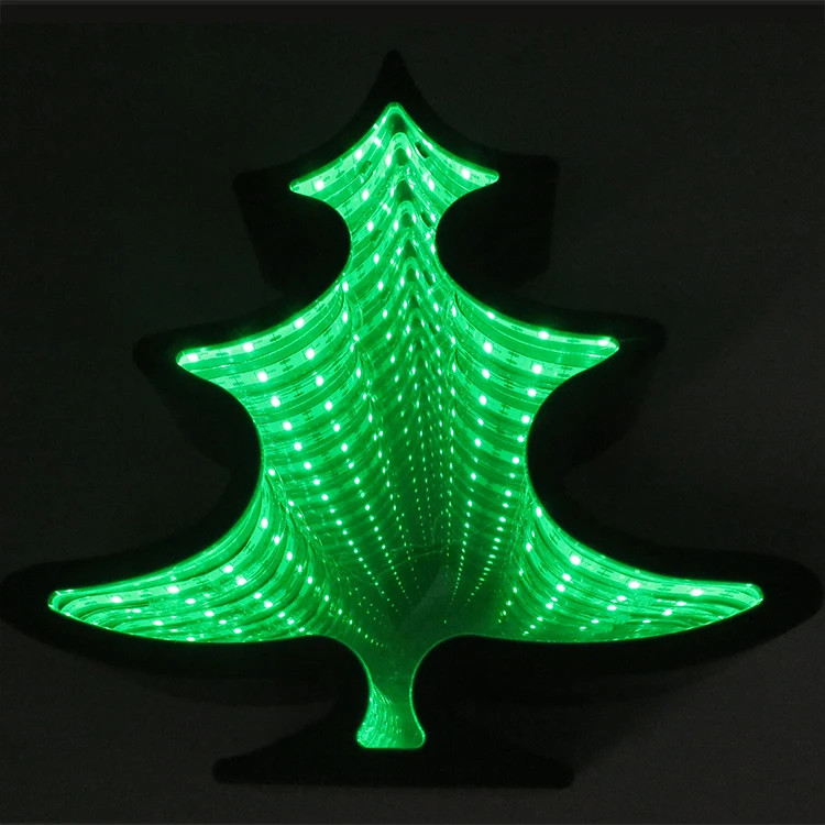 Led Green Christmas Tree Tunnel Infinity Mirror Light For Christmas