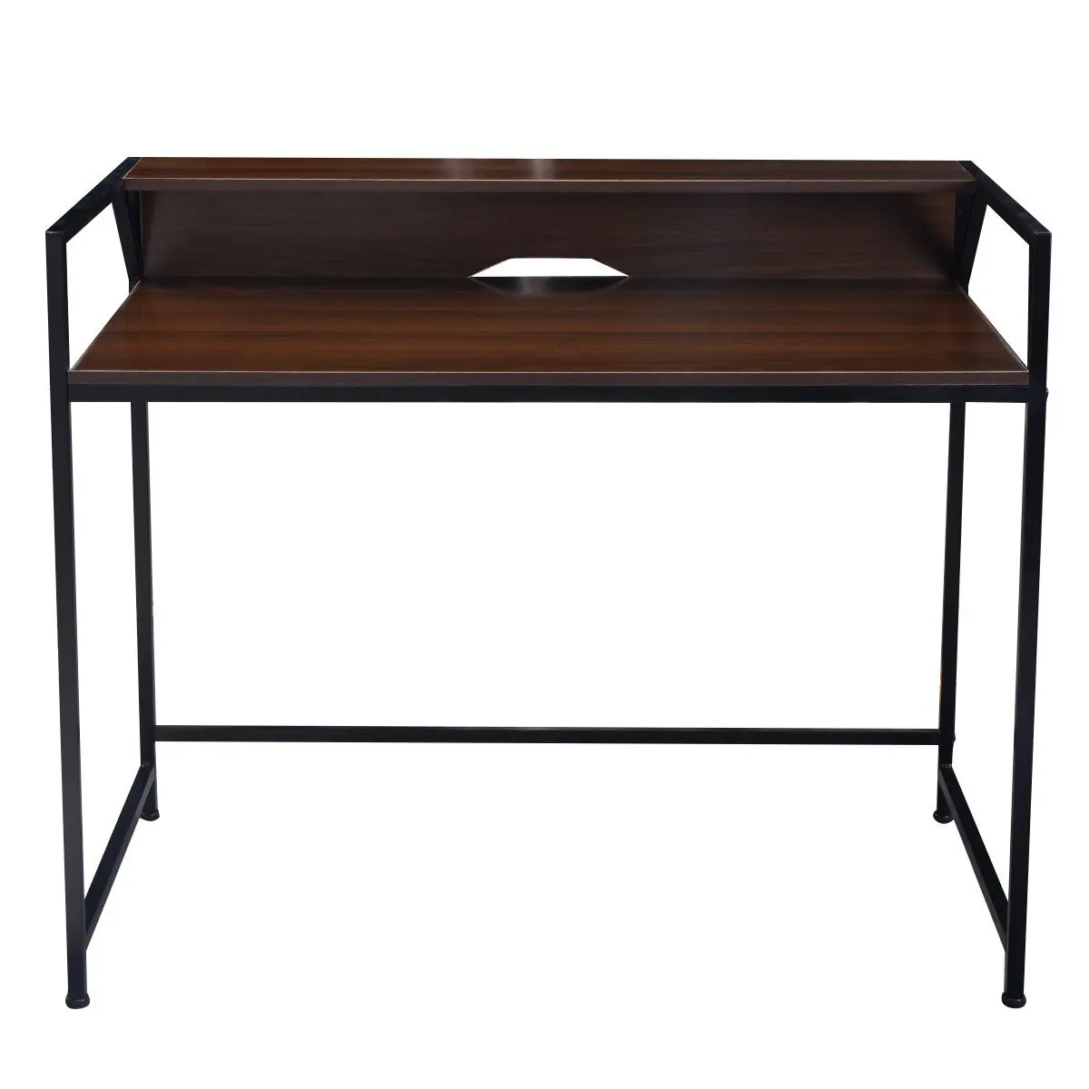 TANGKULA Computer Desk Laptop Writing Desk Student Study Desk Modern Simple Style Home Office Desk Large Size PC Laptop Study Table Workstation Writing Desk Home Office (Brown Black)
