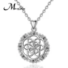 925 Sterling Silver mandala flower of life Round Celtic Circle necklace