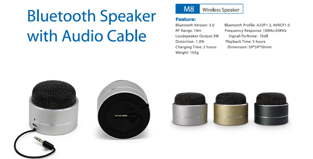 Hot Sale Round Shape Mini Bluetooth Speaker Audio Line, OEM Computer Speaker Hands Free for Outdoor - ANKUX.COM