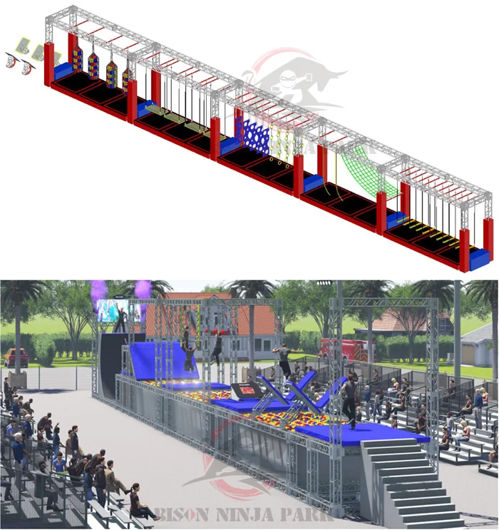 Outdoor kids ninja warrior inflatable park