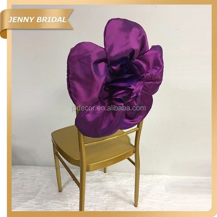 C436 Latest Cheap Eggplant Sunflower Banquet Chair Cover Sashes