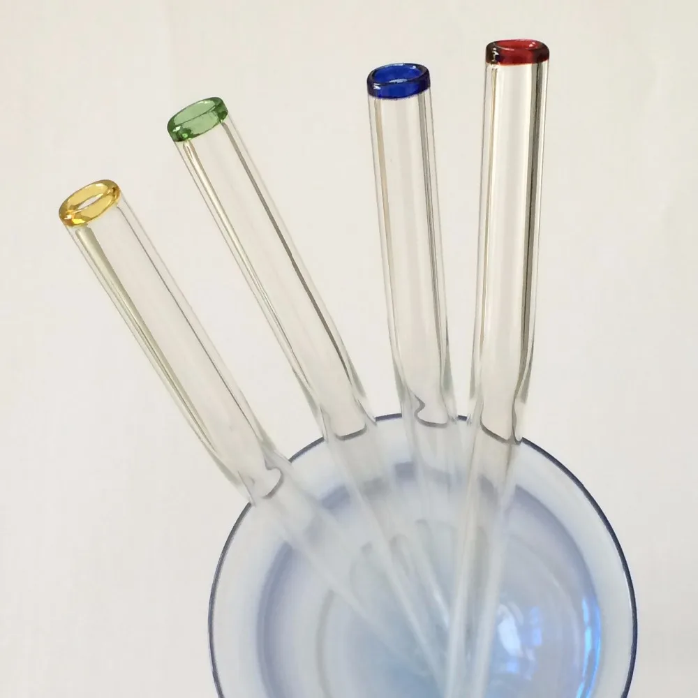 Single Color Glass Straw Straight Or Bent Short To Extra Long Length