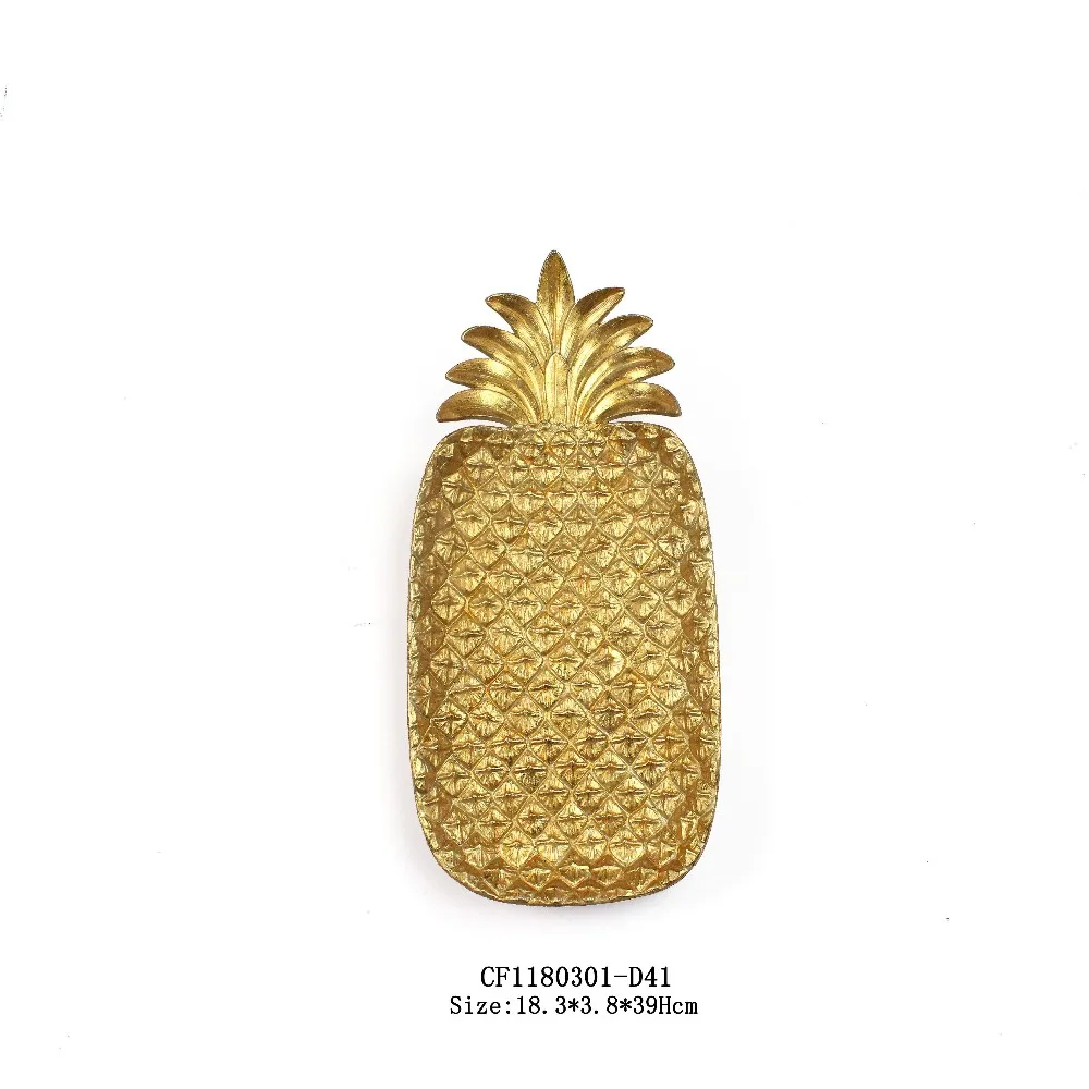 Wholesales Luxury Decorative  Resin Wall Art Decoration Golden Pineapple Home Ornament factory