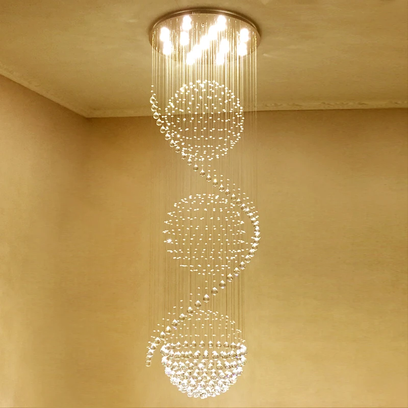 K9 Crystal Drop Balls Crystal Pendant Chandelier Lamp Spiral Crystal Chandelier Lighting  ETL60424