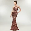 Burgundy Color Sequins Embroidery Skin Color Lining 2019 New Arrival Best Selling Women's Prom Dress Designer Plus Size Dresses