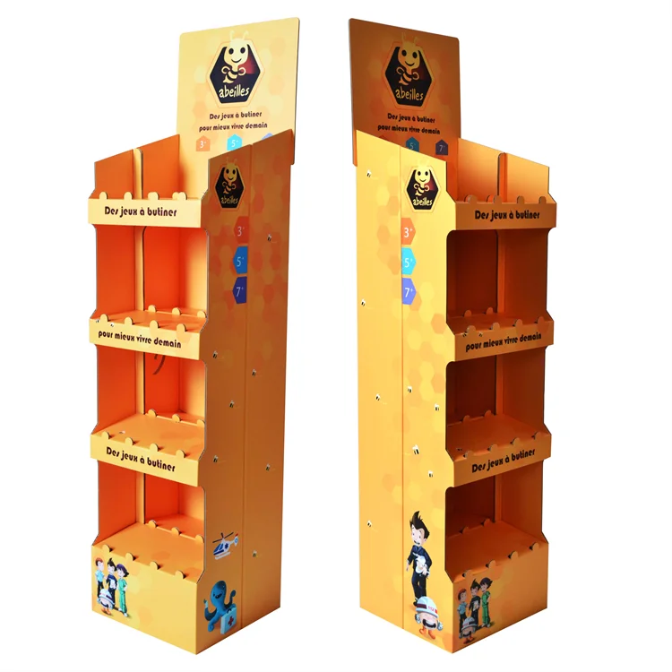 Retail Sock Hang Package Hook Display Cardboard Floor Stand Cardboard