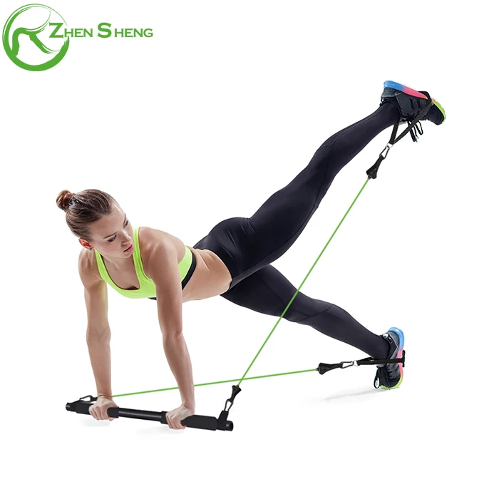 Zhensheng Home Gym Equipment 17 Piece Resistance Band Exercise Bar Set ...