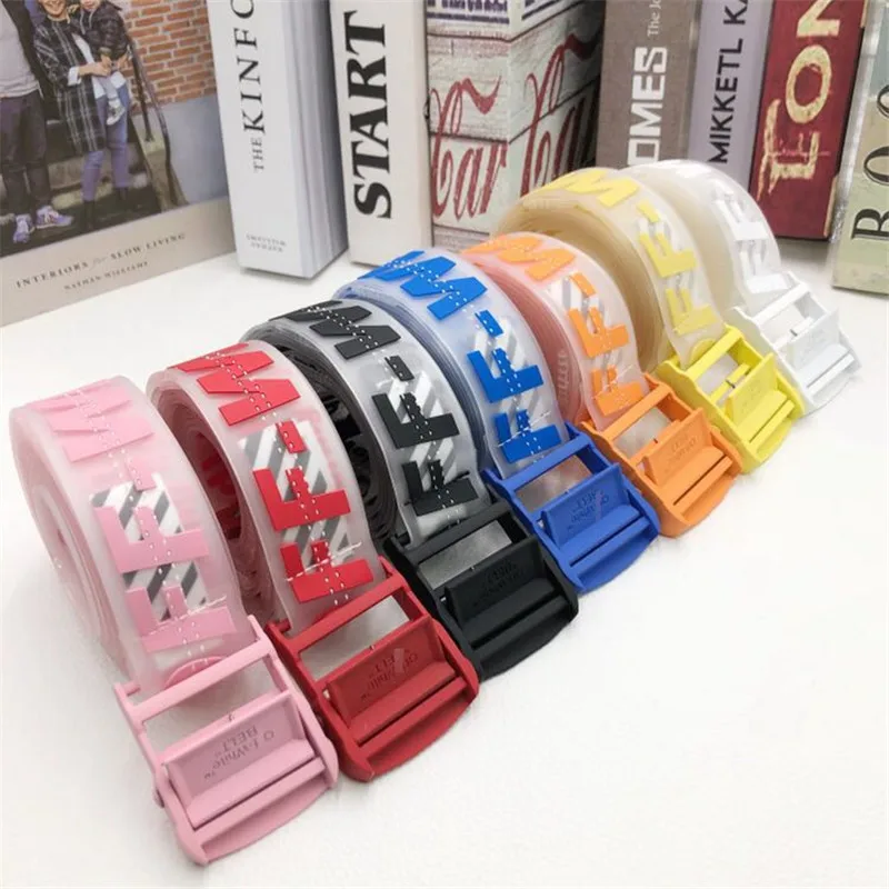 Custom Colorful Metal Buckle PVC Transparent Belt Fluorescent Green Plastic Belt With Tag