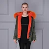 Keep warm green lady clothing faux fur lining soft shell jacket parka comfortable to wear for winter
