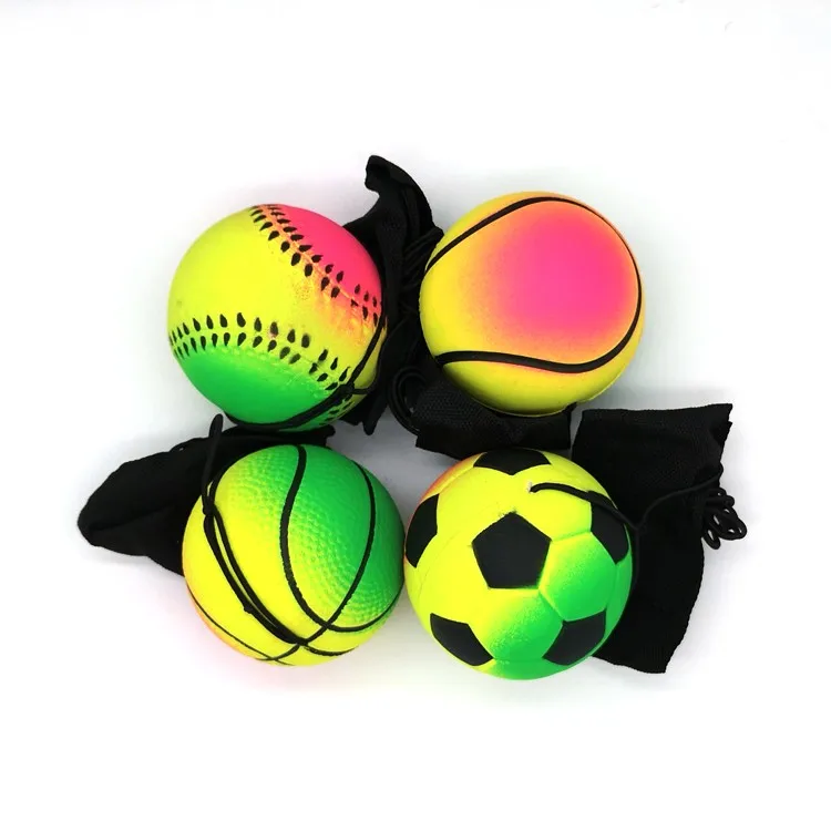 60mm Bouncy Wrist Band Ball Elastic Rubber Ball Wrist Bounce Ball cc WF 