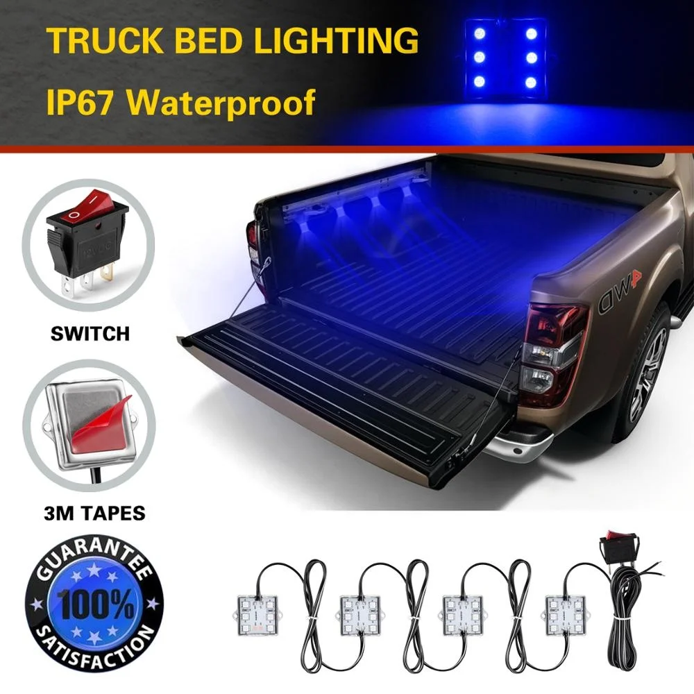 Partsam 8Pods Truck Bed LED Lighting Strip Kit White 6-5050-SMD 48LED Tail Running Board Rear Work Box LED Light for Truck Pickup Cargo Trailer RVs 
