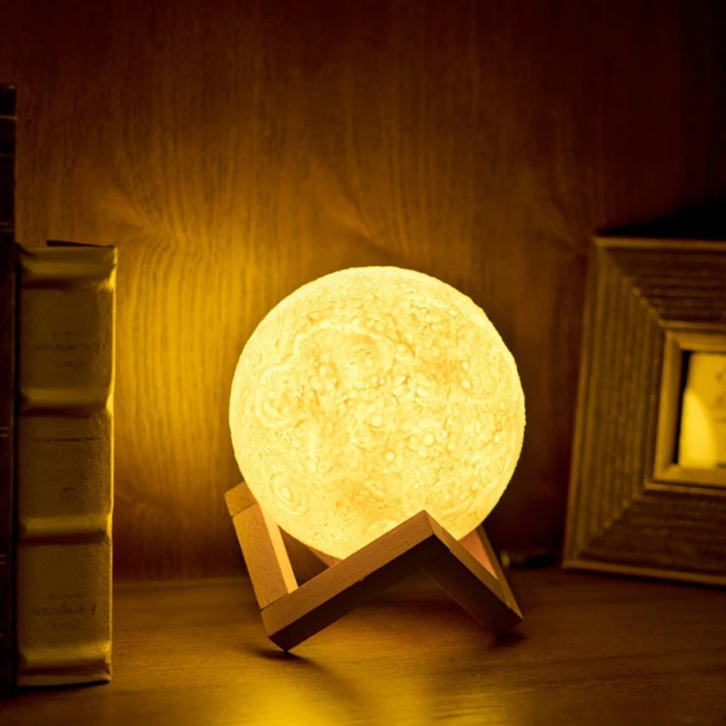 Rechargeable 3D Print Moon Lamp 2 Color Change Led Night Light moon night light amazon