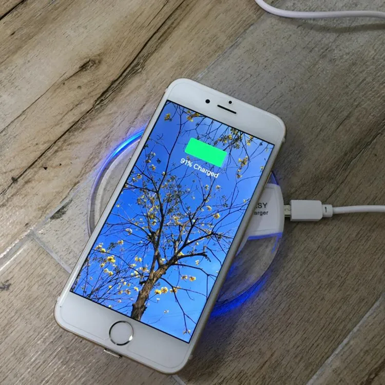 Fantasy Qi Wireless Charger Crystal Ufo Shape Charging Pad With Led Light For iPhone For Huawei