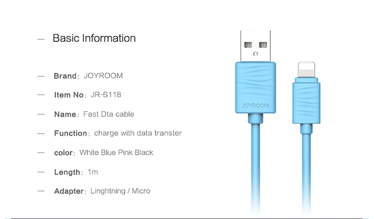 Joyroom Waves Series TPE 2.0A Fast USB Data Sync Charger 8 pin usb Charging Cable for iPhone X 8 8 plus 7 6 5 se - ANKUX.COM