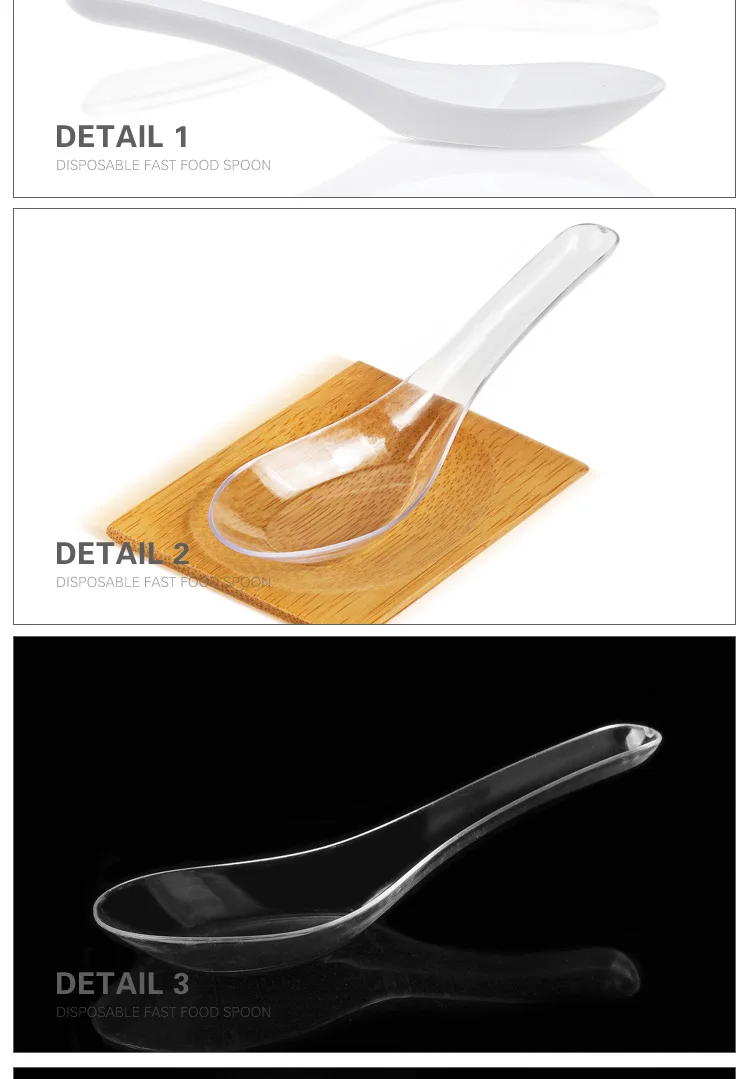 Ecofriendly High Quality Custom Disposable Plastic Chinese Soup Spoons