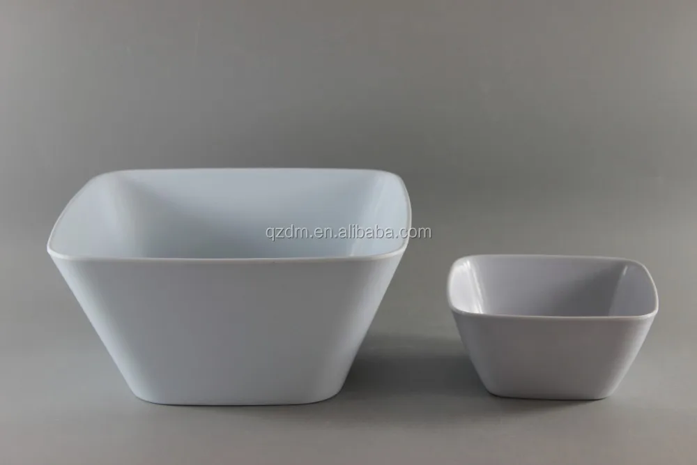 Square Shape Melamine Salad Bowl And Spoon/Fork Set