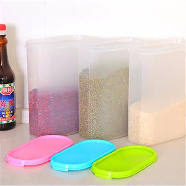 Food Grade Tall Plastic Clear Rice Food Storage Box Container With Lid