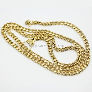14k Gold Plated Cuban Link Chain Necklace Bracelet Sets For Man 14k Gold Plated Cuban Link Chain Necklace Bracelet Sets For Man