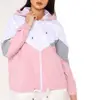 Outdoor Spring plain dyed Colour Block Windbreaker Long Sleeve Contrast Hooded Woman Jacket Coat Top