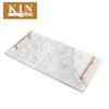 Stone made marble rectangle white tray handle