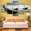 Canvas Paintings Wall Art HD Prints Pictures Home Decor 5 Pieces Beach Landscape Boat Seascape Posters For Living Room Framework