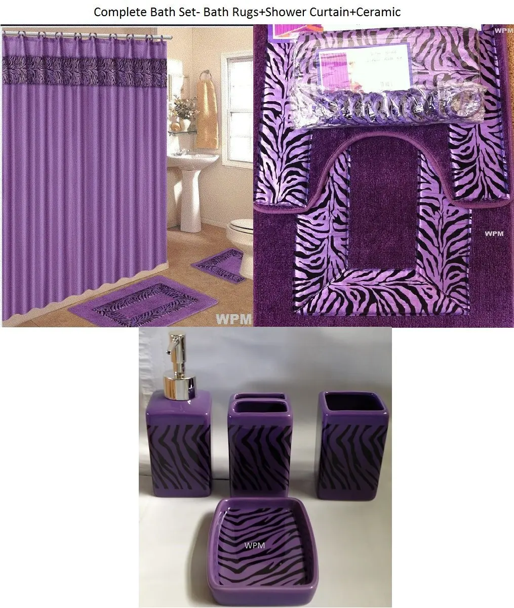 Zebra Print Bathroom Accessories Find Get Quotations 19 Piece Bath Accessory Set Purple Zebra Bathroom Rugs Shower Curtain Accessories