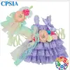 Lavender Color Baby Girl Petti Dress with Multicolor Flower Belt and Headband